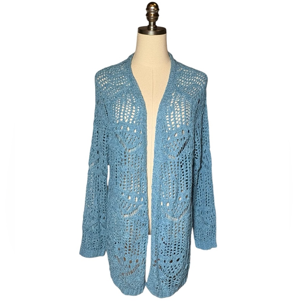 Back in the Saddle Molina Crochet Cardigan Sweater Blue Ladies S Western